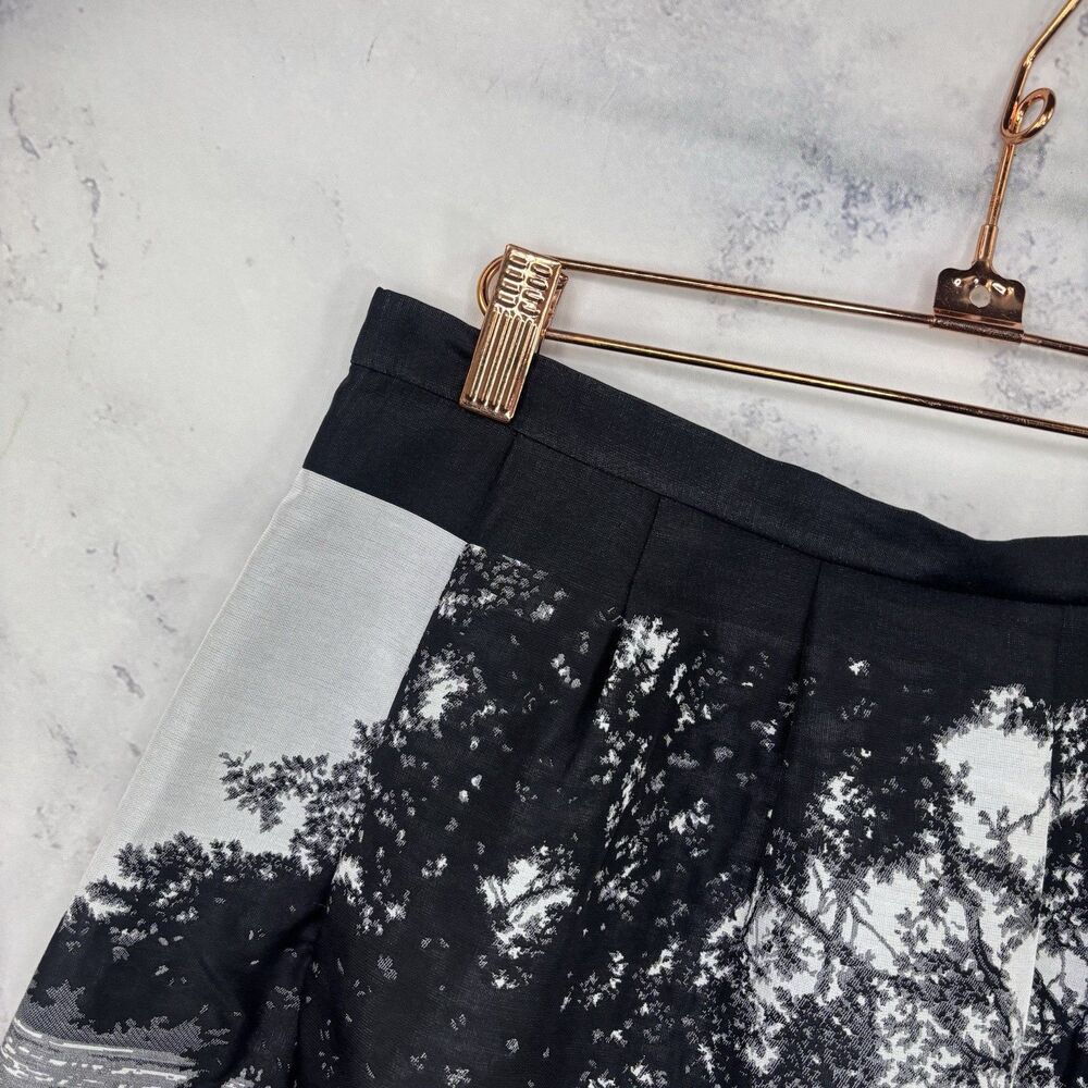 VTG Agnès B. Y2k Mini Skirt 38 6 France Scenic Nature Print Grayscale Blk White - Picture 9 of 15